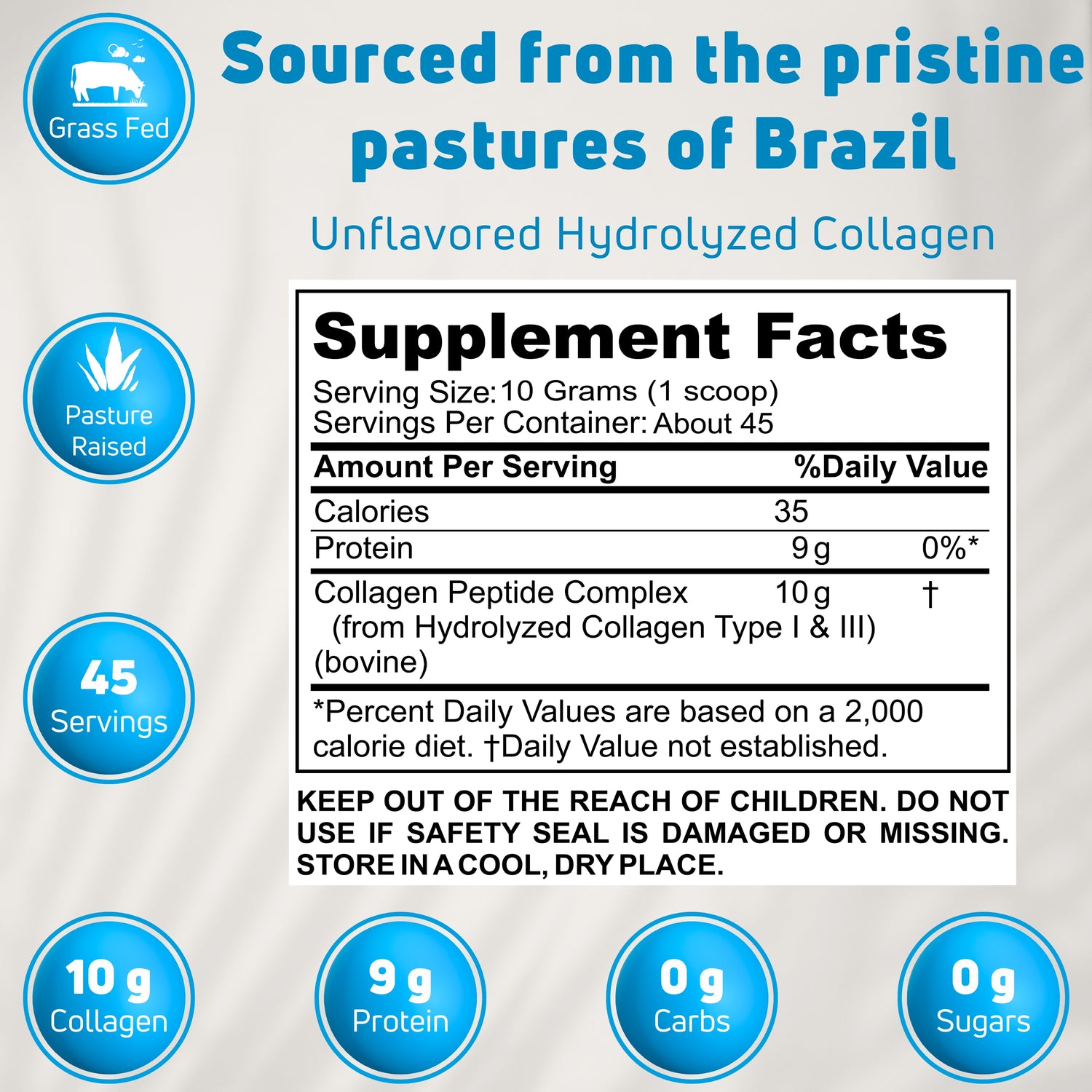 Unflavored Collagen Peptides Protein Powder