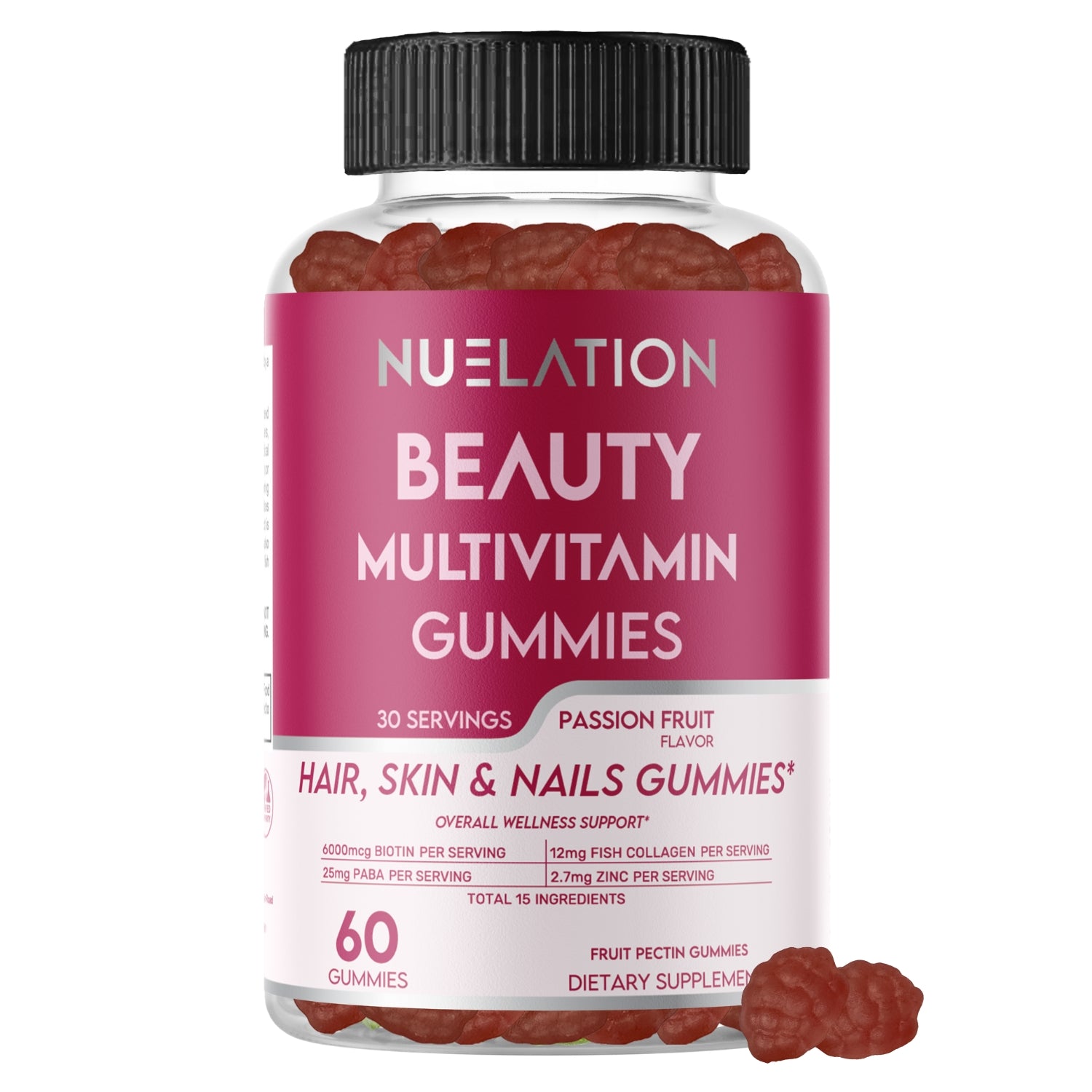 Hair Skin and Nails Gummies with 6000mcg Biotin, Collagen and PABA