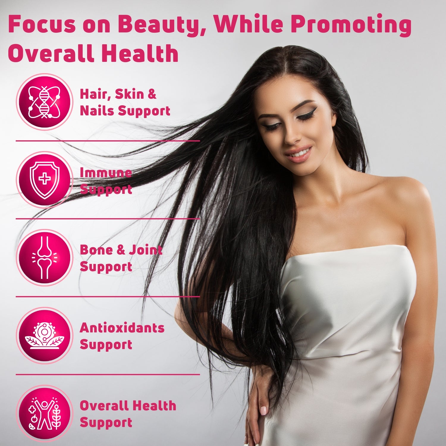 Hair Skin and Nails Gummies with 6000mcg Biotin, Collagen and PABA