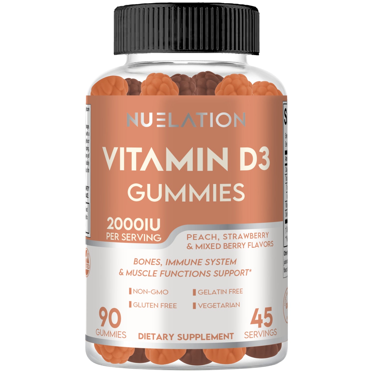 Vitamin D3 Gummies 2000 IU for Adults - 45 Day Supply - Bone & Immune Support